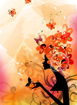 油彩花朵创意时尚女性海报高清图片
