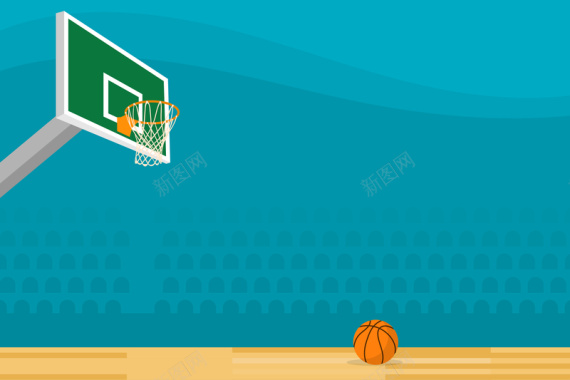 卡通手绘篮球球场激情球赛背景素材背景