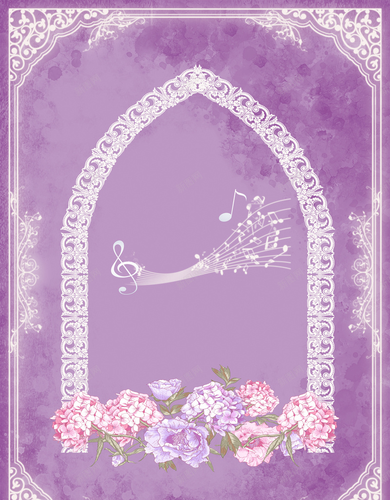 紫色浪漫婚庆背景psd设计背景_新图网 https://ixintu.com 唯美 浪漫 紫色 花朵 边框 请柬温馨 幸福 梦幻