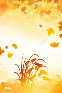 水彩梧桐叶24节气立秋创意海报高清图片
