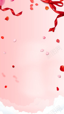红色丝带妇女节促销宣传H5背景素材背景