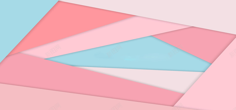 粉蓝三角形多图层banner背景背景
