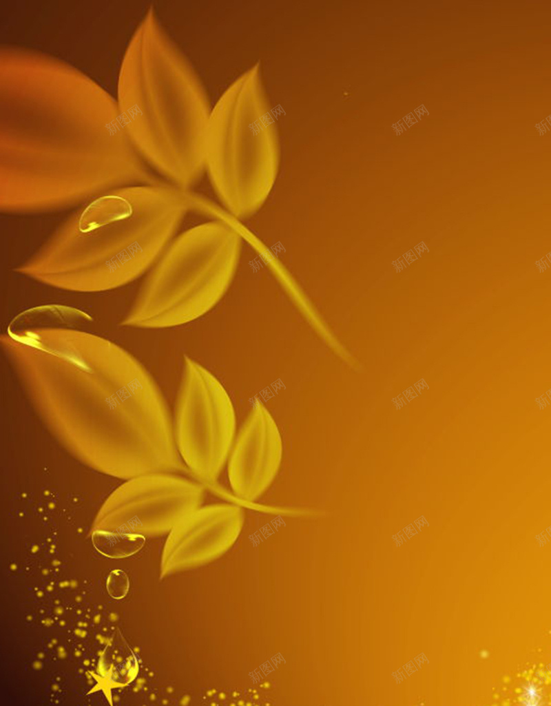 黄色渐变金色星星树叶H5背景素材jpg设计背景_新图网 https://ixintu.com 白色星星 金色星星 黄色渐变 黄色背景 树叶