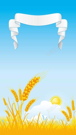 秋天丰收收割麦田金色麦田成熟麦穗H5背景高清图片