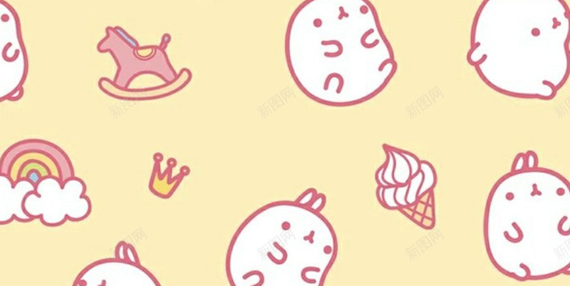 黄色手绘兔子平铺平面广告jpg设计背景_新图网 https://ixintu.com 卡通兔子 卡通背景 平面广告 手绘背景 黄色背景 平铺风格 可爱 冰淇淋