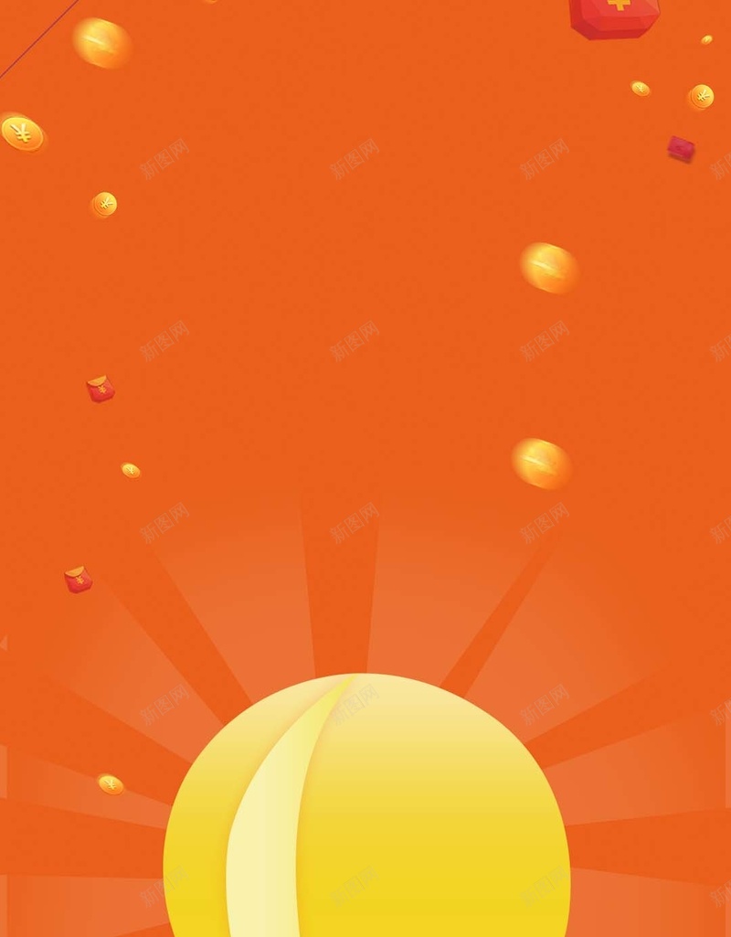 橙色背景上的小孩H5素材背景psd设计背景_新图网 https://ixintu.com 橙色背景 小孩 模糊 金币 金融 H5素材 PSD背景 热气球 草原