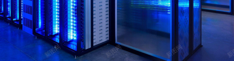 蓝色科技商务背景蓝光抽象机房背景