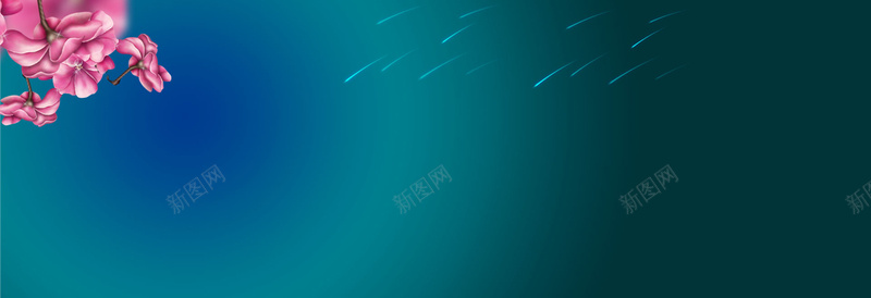中秋背景psd设计背景_新图网 https://ixintu.com 海报banner 流星雨 其他 蓝色 花 促销海报