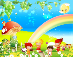儿童活动彩虹儿童活动海报背景素材高清图片