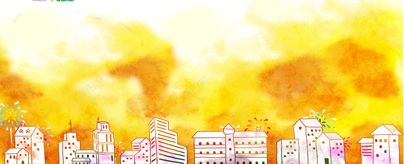 橙色城市烟花手绘背景图psd设计背景_新图网 https://ixintu.com 卡通 城市 手绘 橙色 烟花 海报banner 童趣