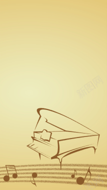 音乐金色手绘钢琴音符背景素材背景