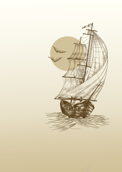 素描线条航海丝绸之路背景高清图片