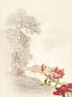 企业文化装饰画中国风企业文化展板背景素材高清图片