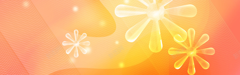 花朵漂浮橙色手绘bannerpsd设计背景_新图网 https://ixintu.com 光点 橙色 渐变 漂浮 花朵 手绘 文艺 网纹 线条 清新