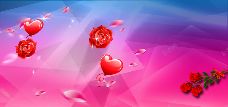 情人节玫瑰浪漫简约红色淘宝海报背景背景
