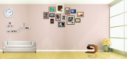 浅粉色时尚家居室内场景照片墙电商海报背景背景
