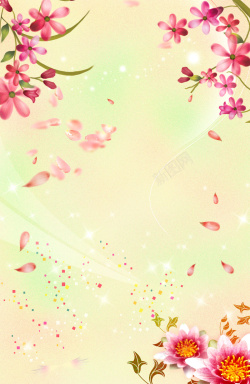 三八贺卡黄色花瓣梦幻妇女节背景高清图片