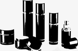 化妆瓶设计黑色化妆品瓶子套装高清图片