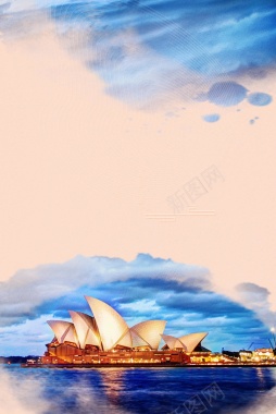 著名澳大利亚悉尼旅游海报背景背景