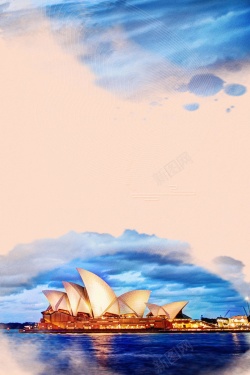 澳大利亚风光著名澳大利亚悉尼旅游海报背景高清图片