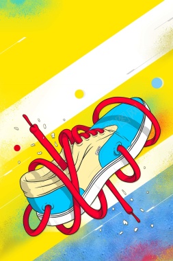 黄色卡通炫酷运动鞋背景素材背景