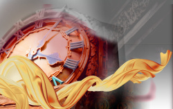 飘带与钟表图片大气欧式钟表背景素材高清图片