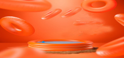橙色游泳圈橙色创意游泳圈背景图高清图片
