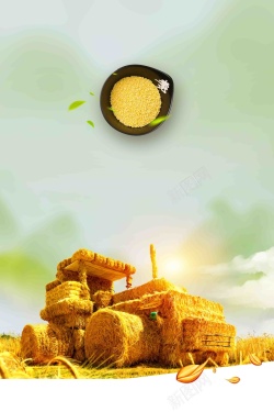 秋天收割五谷杂粮粮食简洁创意农产品海报高清图片