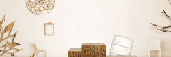 浅色桌子复古家具嘉年华装饰物树木促销banner高清图片