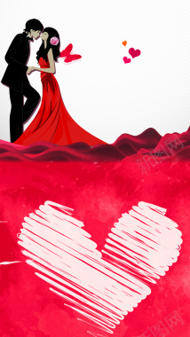 情人节浪漫气球红色H5背景素材背景