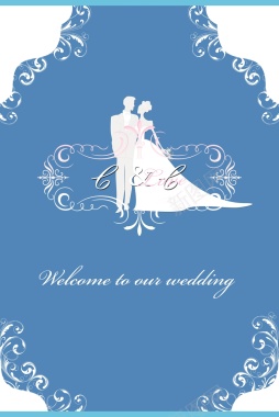 婚礼蓝色欢迎牌背景图背景