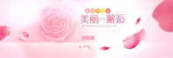 粉色渐变花瓣飘絮女人海报banner背景