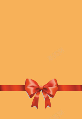 简洁黄色礼品包装丝带红蝴蝶结背景素材背景