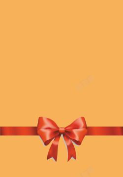 礼品封面简洁黄色礼品包装丝带红蝴蝶结背景素材高清图片