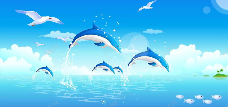 唯美海豚背景图背景