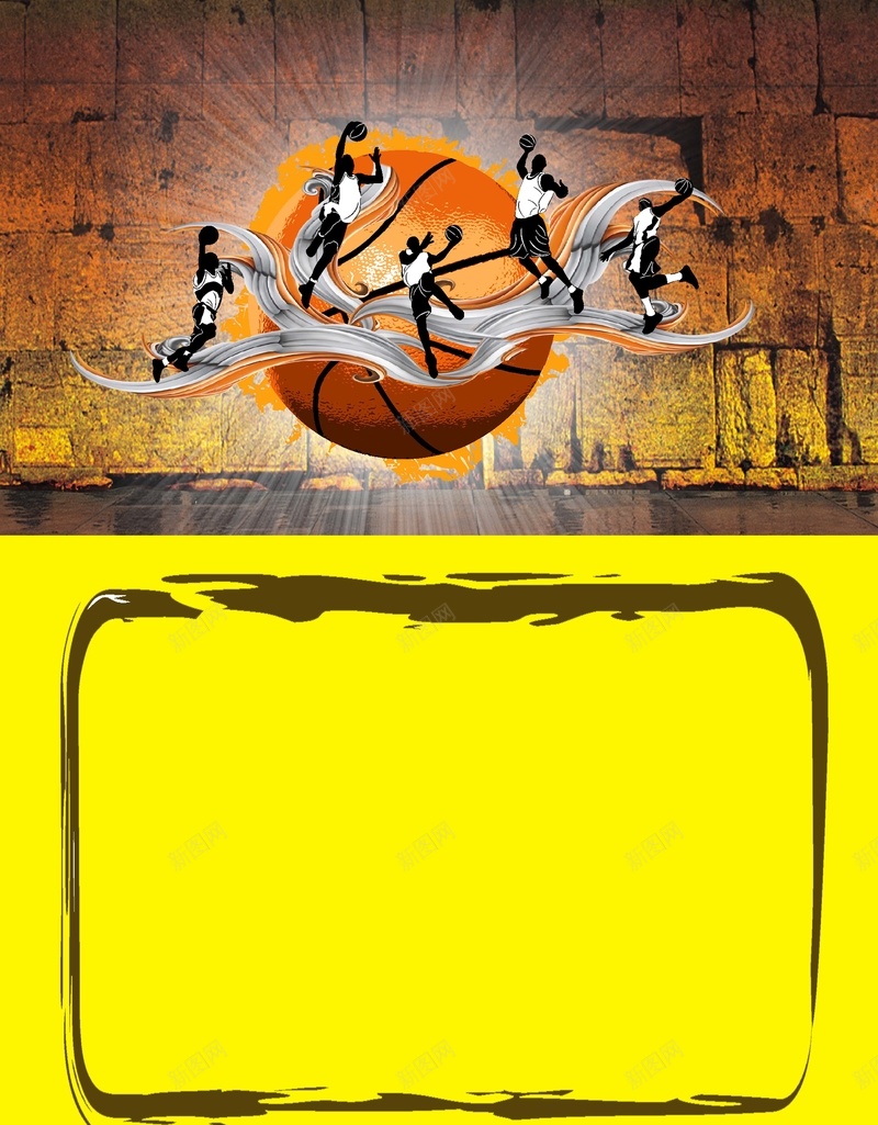 篮球赛背景psd设计背景_新图网 https://ixintu.com 手绘 黄色 木制纹理 卡通 童趣 篮球赛