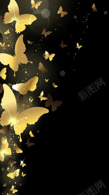 金光闪耀的蝴蝶H5背景素材背景