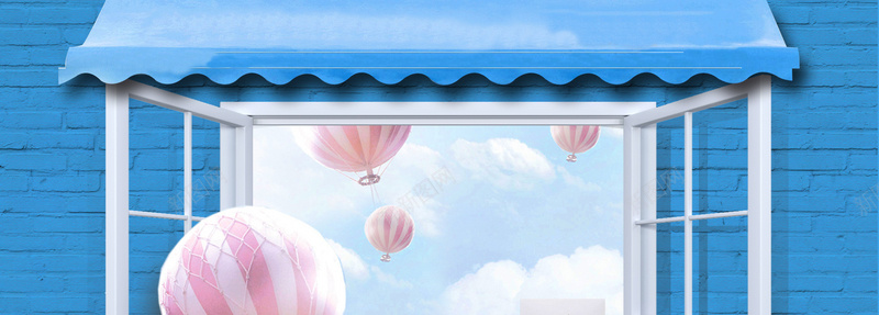 夏天简约小清新文艺热气球蓝色纹理背景背景