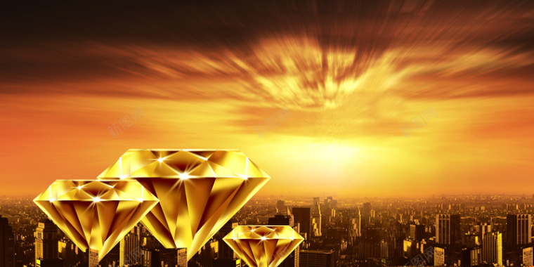 金色钻石城市背景背景