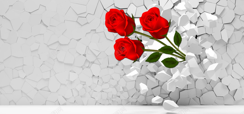 3D玫瑰花背景背景