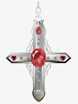 红宝石吊坠十字架个性珠宝十字吊坠高清图片