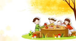 幸福的野餐韩式清新幸福家庭一家人野餐团聚海报背景高清图片