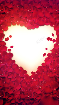 玫瑰彩妆背景红色浪漫花瓣心形H5背景高清图片