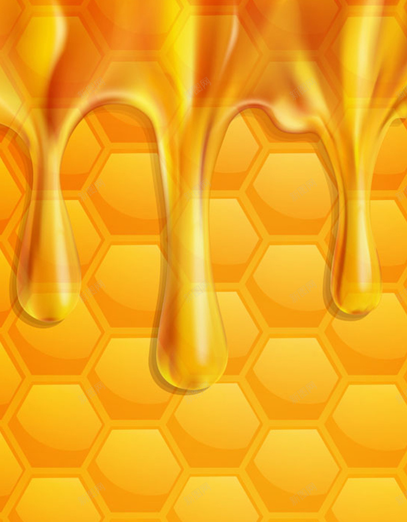 蜂窝上的蜂蜜H5背景jpg设计背景_新图网 https://ixintu.com H5 美食 蜂窝 蜂蜜 蜜蜂窝 金色