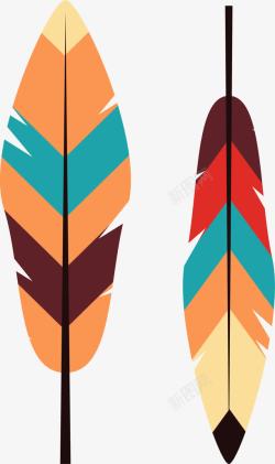 美国土着民族卡通民族风彩色羽毛高清图片