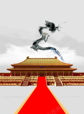 中国风故宫龙元素背景素材背景