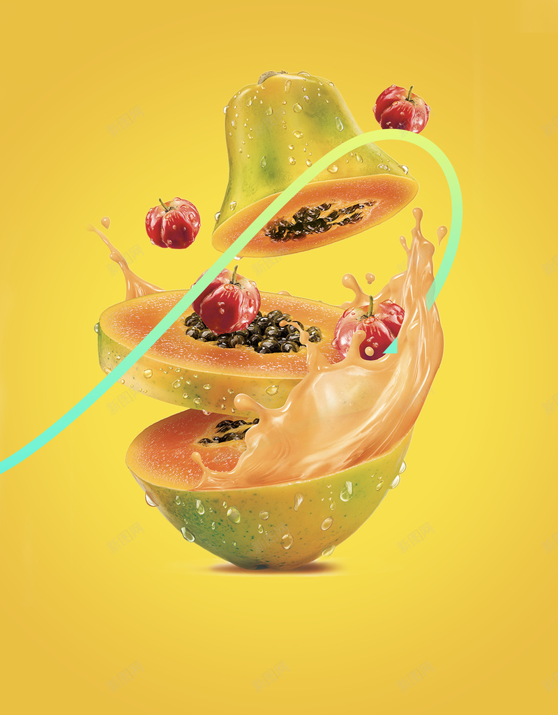黄色新鲜水果海报设计背景素材psd设计背景_新图网 https://ixintu.com 新鲜 木瓜 水果 海报 黄色 食物 简约 设计 背景 素材