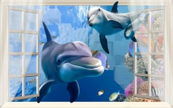 白色海豚3D背景墙高清图片