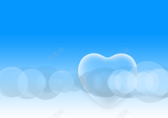 漂浮的云蓝色爱心背景素材背景