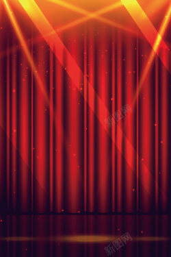 简约幕布颁奖晚会舞台幕布红色大气灯光简约背景图高清图片